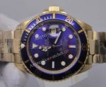 Classic Model Replica Rolex Submariner Blue bezel Yellow Gold Watch
